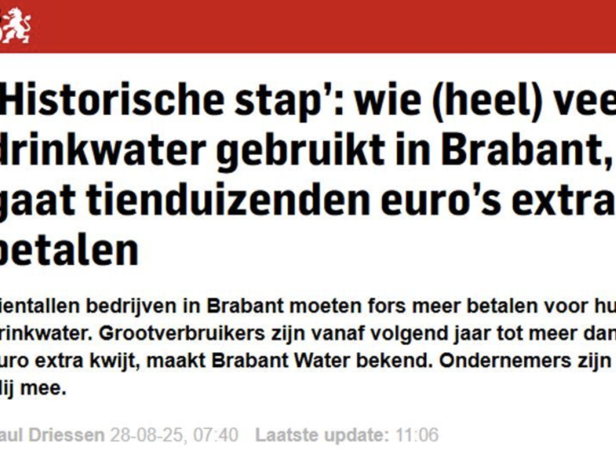 25% hogere drinkwatertarieven: regenwateropvang juist nu onmisbaar voor bedrijven!
