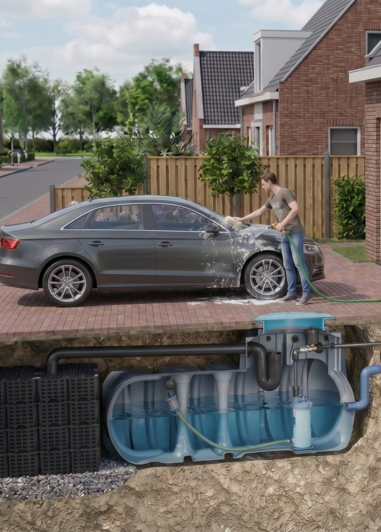 Auto wassen regenwater H2O Wateropslag.